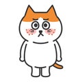 Orange tabby cartoon cat having an acne outbreak, vector illustration.