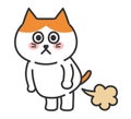 Orange tabby cartoon cat pooted loudly, vector illustration.