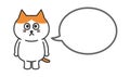 An orange tabby cartoon cat tweeted something with a speech bubble. Vector illustration.