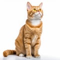 an orange tabby cat sitting on a white background Royalty Free Stock Photo