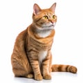 an orange tabby cat sitting on a white background Royalty Free Stock Photo