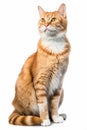 an orange tabby cat sitting on a white background Royalty Free Stock Photo