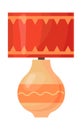 Orange table lamp. Glass work illuminator with red shade for lights, vector illustration Royalty Free Stock Photo