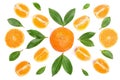 Orange or tangerine with mint leaves isolated on white background. Flat lay, top view. Fruit composition Royalty Free Stock Photo