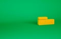 Orange Tape measure icon isolated on green background. Measuring tape. Minimalism concept. 3d illustration 3D render