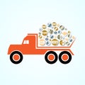 Orange tatra truck with color stickers for sale and discount eps10