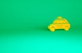 Orange Taxi car icon isolated on green background. Minimalism concept. 3d illustration 3D render
