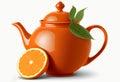 orange teapot with tea on a white background. Royalty Free Stock Photo