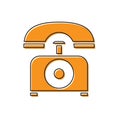 Orange Telephone icon isolated on white background. Landline phone.  Vector Illustration Royalty Free Stock Photo