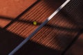 Orange tennis court net and ball with shadows. Horizontal sport poster, greeting cards, headers, website