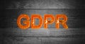 Orange text, GDPR General Data Protection Regulation on the su