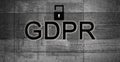 Orange text, GDPR General Data Protection Regulation on surfac
