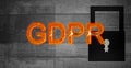 Orange text, GDPR General Data Protection Regulation on surfac