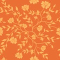 Orange texture with plants - vector