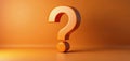 Orange three dimensional question mark sits on orange gradient background. Symbol represents query doubt confusion problem asking Royalty Free Stock Photo