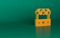 Orange Ticket box office icon isolated on green background. Ticket booth for the sale of tickets for attractions and Royalty Free Stock Photo