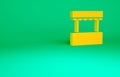 Orange Ticket box office icon isolated on green background. Ticket booth for the sale of tickets for attractions and Royalty Free Stock Photo