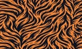 Orange Tiger Stripes Seamless Pattern Background. Royalty Free Stock Photo