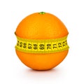 Orange tightened measuring tape Royalty Free Stock Photo