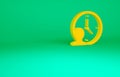 Orange Time Management icon isolated on green background. Clock and gear sign. Productivity symbol. Minimalism concept Royalty Free Stock Photo