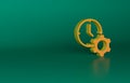 Orange Time management icon isolated on green background. Clock and gear sign. Productivity symbol. Minimalism concept Royalty Free Stock Photo