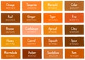 Orange Tone Color Shade Background with Code and Name