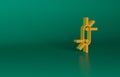 Orange Tool allen keys icon isolated on green background. Minimalism concept. 3D render illustration