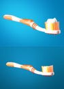Orange toothbrush with toothpaste Royalty Free Stock Photo