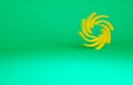 Orange Tornado icon isolated on green background. Cyclone, whirlwind, storm funnel, hurricane wind or twister weather Royalty Free Stock Photo