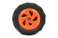 Orange toy car wheel isolated on white background Royalty Free Stock Photo