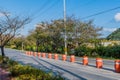 Orange traffic barrels