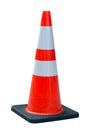 Orange traffic cone white light reflective stripe isolated on white background with clipping path Royalty Free Stock Photo