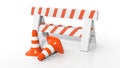 Orange traffic cones and barrier