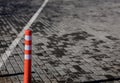 Orange traffic reflective bollards Royalty Free Stock Photo