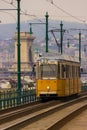 Orange tram in Budapest