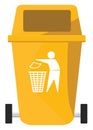 Orange trash bin, icon