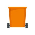 Orange trash can icon, flat style