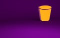 Orange Trash can icon isolated on purple background. Garbage bin sign. Recycle basket icon. Office trash icon