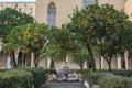 Orange Tree in Courtyard of Complesso Monumentale di Santa Chiara In Naples Royalty Free Stock Photo