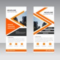 Orange triangle Business Roll Up Banner flat design template