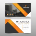 Orange triangle corporate business card, name card template ,horizontal simple clean layout design template ,