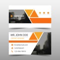 Orange triangle corporate business card, name card template ,horizontal simple clean layout design template , Business template Royalty Free Stock Photo