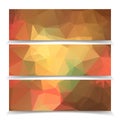 Orange Triangular Polygonal banners set