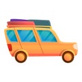 Orange trip car icon, cartoon style Royalty Free Stock Photo