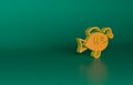 Orange Tropical fish icon isolated on green background. Exotic fish. Minimalism concept. 3D render illustration Royalty Free Stock Photo