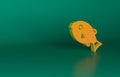 Orange Tropical fish icon isolated on green background. Exotic fish. Minimalism concept. 3D render illustration Royalty Free Stock Photo