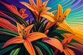 orange tropical lilies art. ai generated