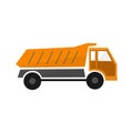 orange truck dump or lorry in flat design ,types transport car, industry illustration , icon vehicle, ,