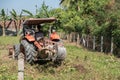 orange truck on field Royalty Free Stock Photo