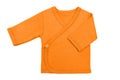 Orange turmeric baby girl baby`s loose jacket with long sleeve isolated on a white background.